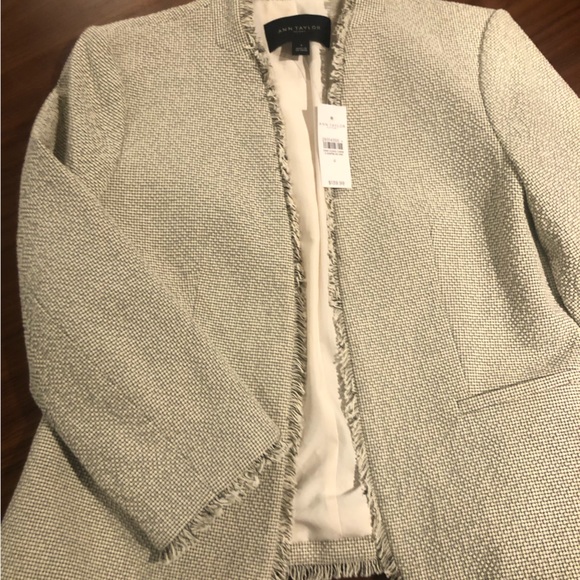 Ann Taylor Factory NWT jacket cream and black fringe trim - Picture 2 of 4